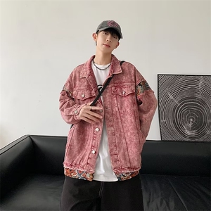 春季新款牛仔外套男女潮牌日系宽松复古做旧水洗牛仔夹克潮流图片