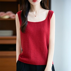 2025年秋季一线桂花针舒适时尚百搭通勤吊带背心，女装背心吊带，昭美羊绒