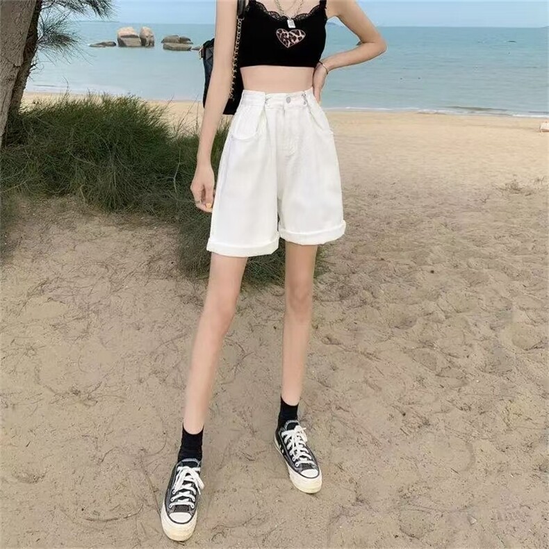牛仔短裤女高腰夏季2025年新款宽松显瘦阔腿五分裤中裤潮ins热裤,男装牛仔裤,星座506A
