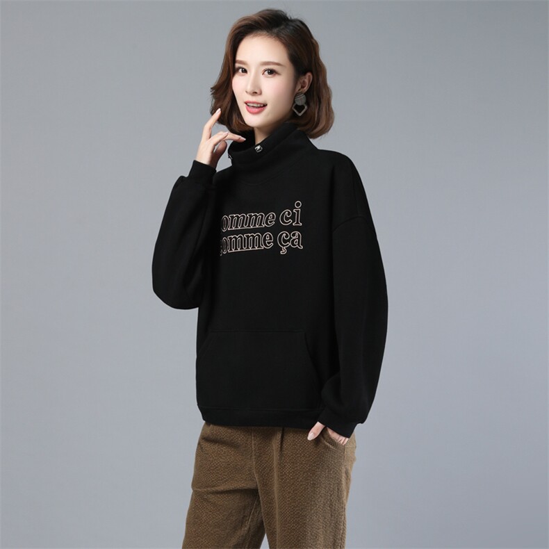 2022年秋季新款加绒加厚卫衣女长袖韩版宽松显瘦百搭上衣服打底衫,女装卫衣/绒衫,简韵佳