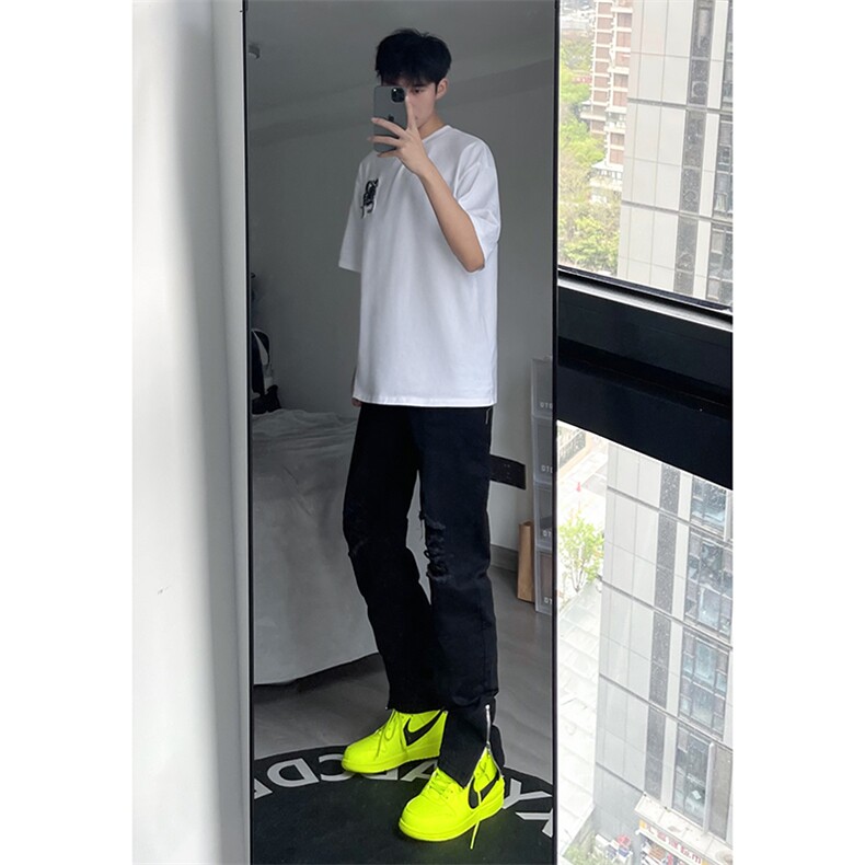B221美式ins高街暗黑拉链小脚弹力破洞牛仔裤LK23060-P65控88,男装牛仔裤,电商B221