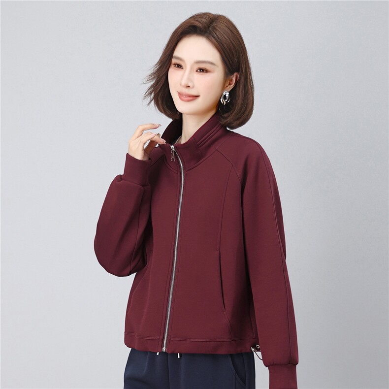 长期有货休闲百搭立领卫衣开衫短外套女2026春秋新款妈妈夹克上衣,女装卫衣/绒衫,璐依舞
