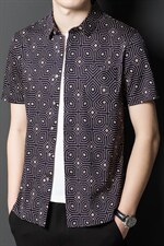 商务休闲丝光棉短袖衬衫男薄款免烫男装夏季中青年男士潮流百搭款，男装衬衫，电商B212（原钱塘6029）