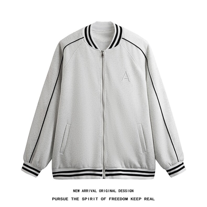 WY208/P75春装新款高品质不起球刺绣卫衣男立领棒球服潮外套图片