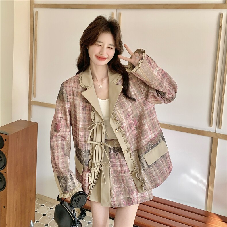 现货蕾丝拼接复合西装外套+短裙套装2C206-L758-P225-K368,女装套装/套裙,2C206
