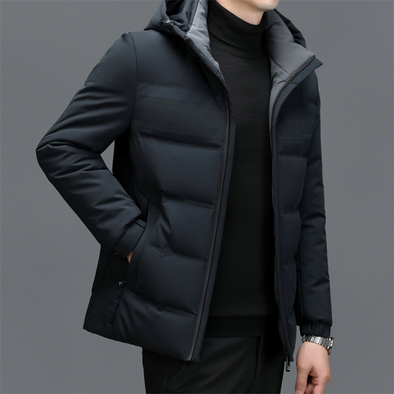 秋冬羽绒服男加厚保暖白鸭绒爸爸帽子可脱卸休闲商务中青年外套,男装羽绒服,钱塘6003（原4033）
