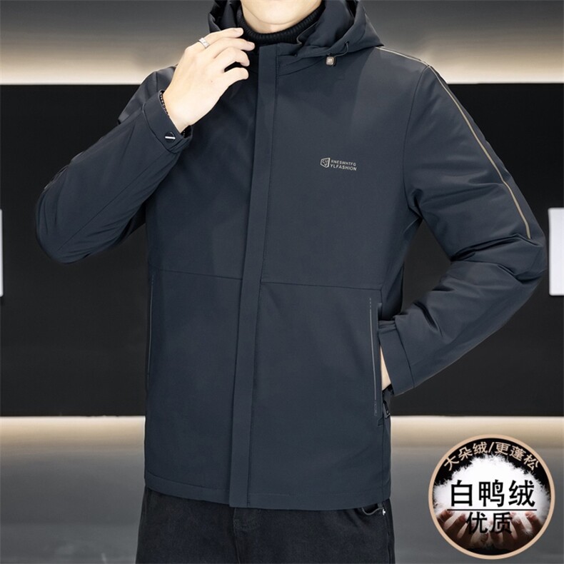新标50白鸭绒冬季新款男士连帽休闲商务外套男Y9808-P175,女装短外套,星座310B-3