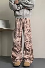 2024复古做旧迷彩牛仔裤宽松直筒多口袋阔腿休闲长裤CK1374-P61，男装牛仔裤，星座313A-2