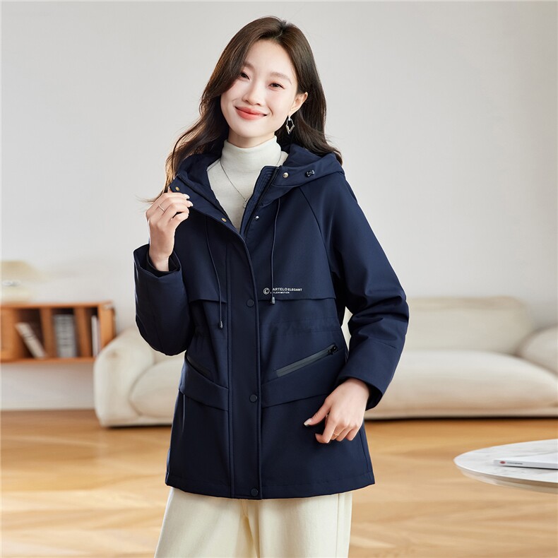 休闲连帽加绒加厚冲锋衣外套女2025秋冬新款中长款收腰派克服棉服,女装棉衣/棉服,慕咨