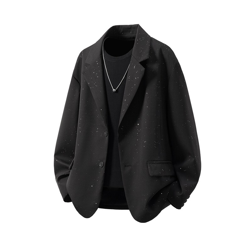 立体白底96%聚酯纤维4%氨纶满天星西服男西装男XF77871P85控138，男装西服，星座227-7