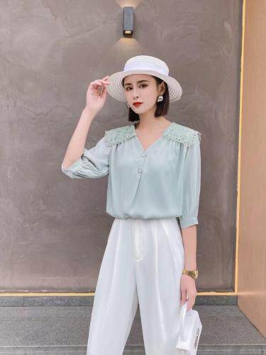 夏季新款娃娃领小衫，女装，TerreBleue