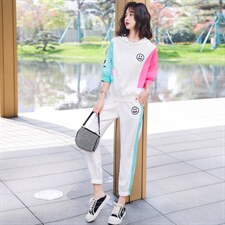 2022年夏季套头连帽时尚拼接撞色户外系列套装，女装运动套装，韩蜜菓