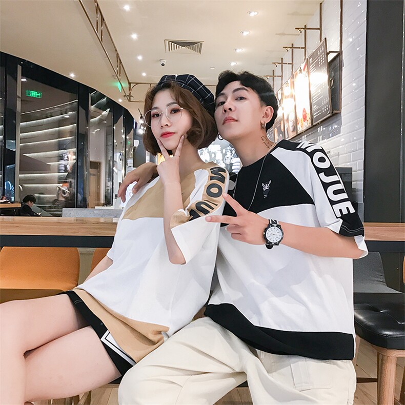 1702-HT015新款青年情侣体恤时尚日系男女短袖LPWv,男装T恤,星座714-1