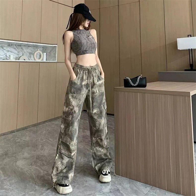 迷彩工装裤男女秋季高腰宽松休闲美式冲锋裤高街裤子MKK661P48,男装工装外套,星座1013-5