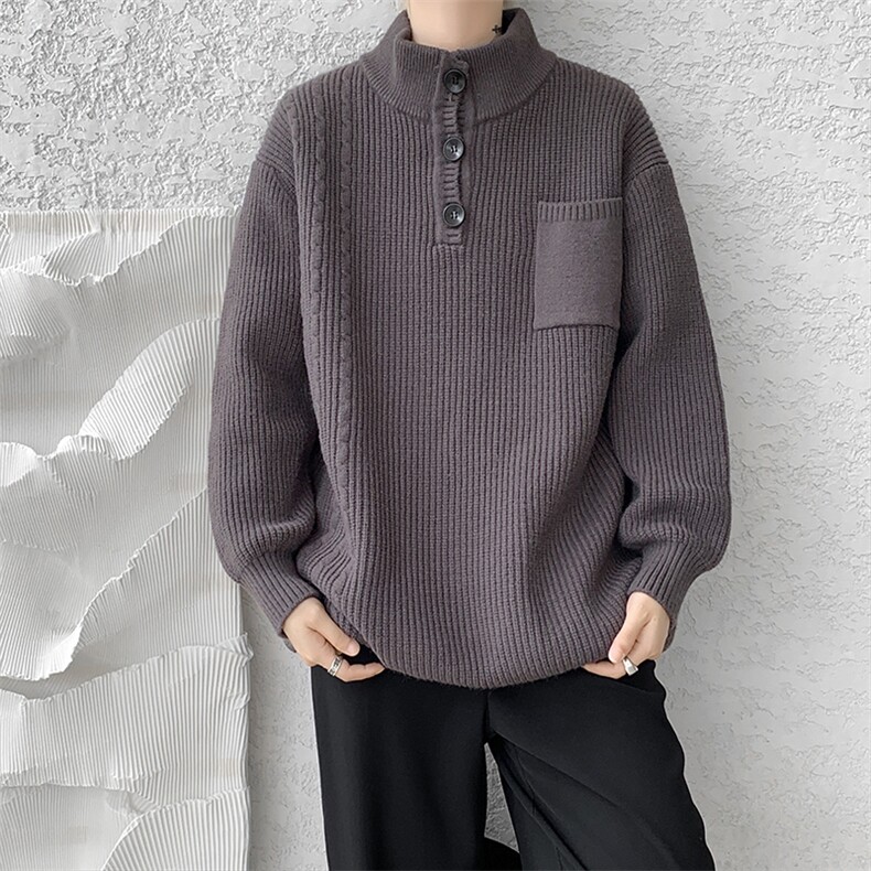 8XL-M 特大码冬季立领毛衣纽扣高级设计感情侣?袖毛衫MY1208P65图片