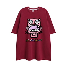 白底23新款夏季时尚百搭宽松卡通印花潮流短袖T恤T6094P25控38，男装T恤，电商A268-1