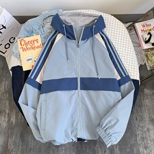 春季新款潮牌连帽潮牌条纹拼色夹克外套CYJK2121-P75，男装夹克，电商A128