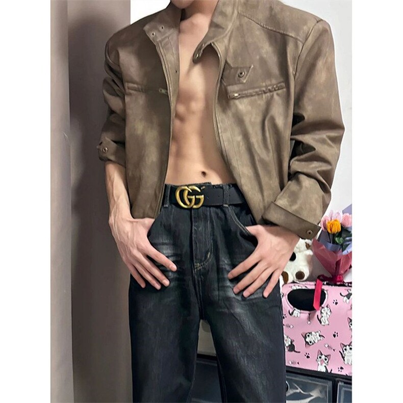 J9858-P65美式复古潮牌痞帅炸街美拉德机车皮衣夹克外套,男装夹克,星座617A-2