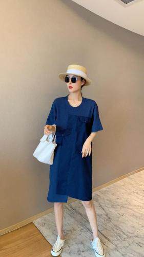 夏季新款休闲拼接连衣裙，女装连衣裙，那简