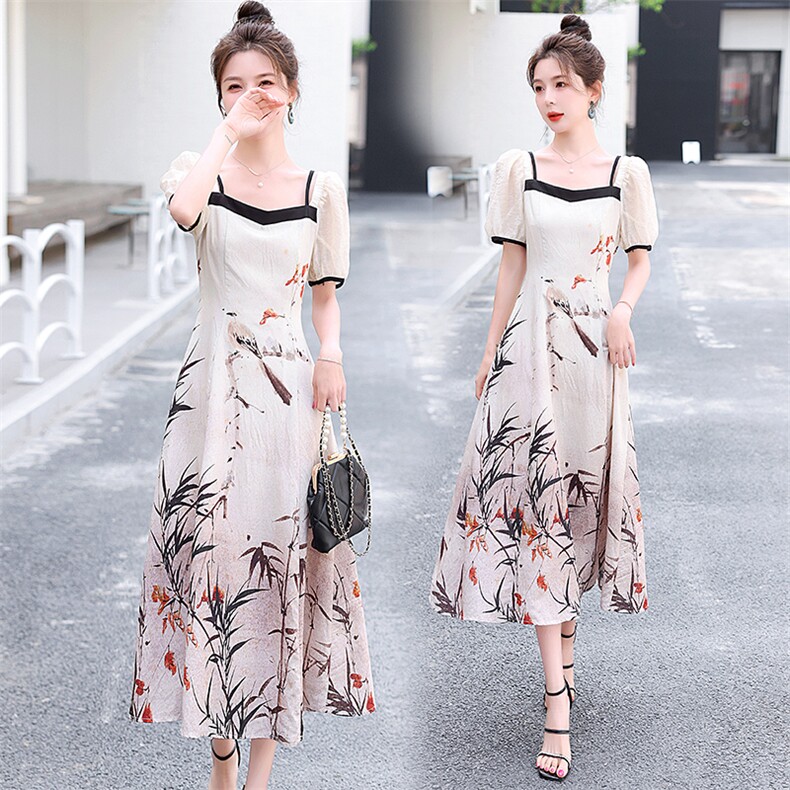 改良旗袍裙女夏季2023新款新中式民族风复古高端精致连衣裙现货！，女装连衣裙，一安秀