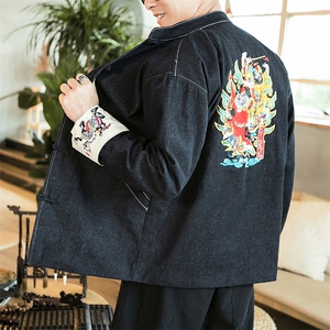 秋冬风刺绣大码休闲牛仔夹克立领情侣唐装外套潮 JK17/P155图片