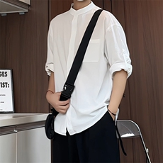 C1020/P28夏款衬衣立领五分中袖男女短袖衬衫七分袖大码，男装衬衫，电商A141