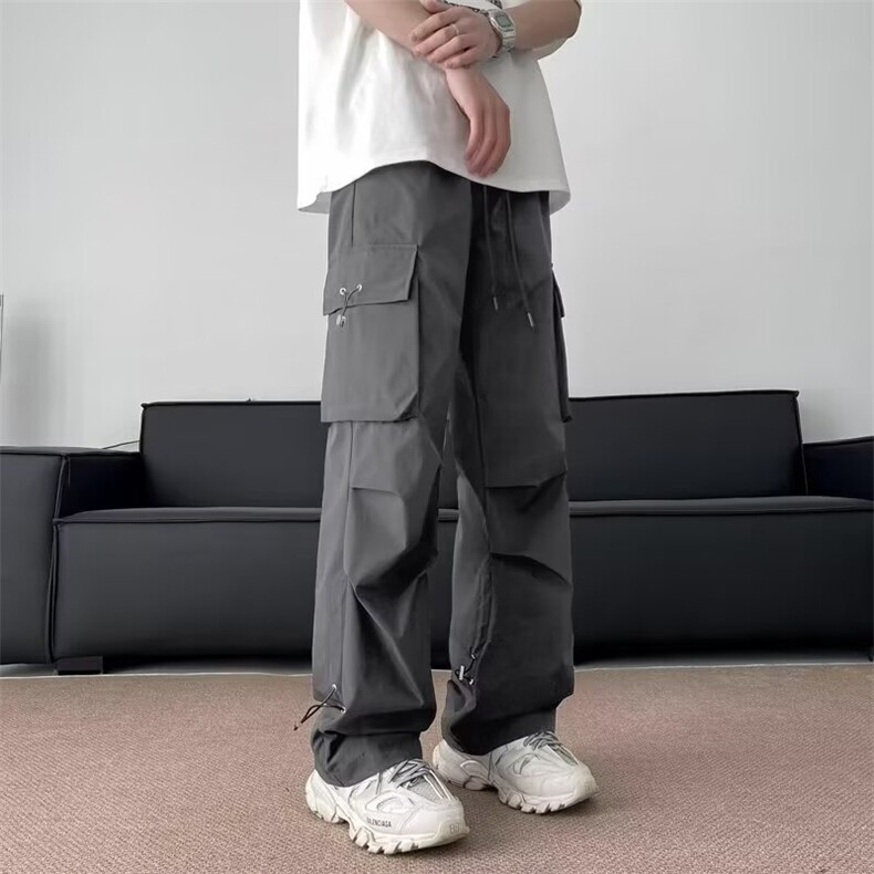 工装裤男秋季潮牌美式机能防水冲锋裤多口袋宽松直筒休闲长裤,男装工装外套,星座1013
