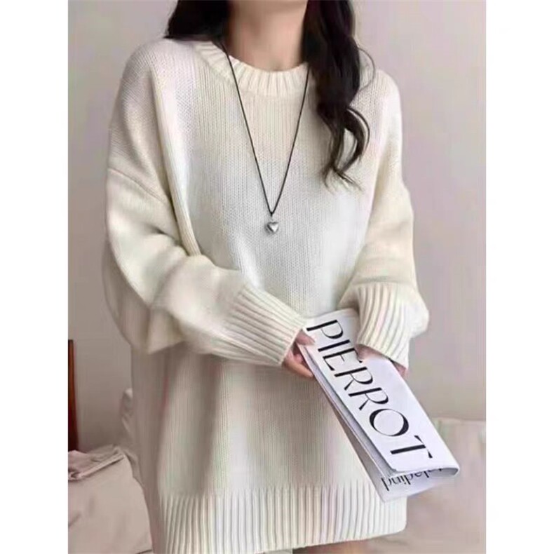 2025秋冬新款慵懒圆领针织衫羊毛衫，女装羊毛衫，千御纺羊绒