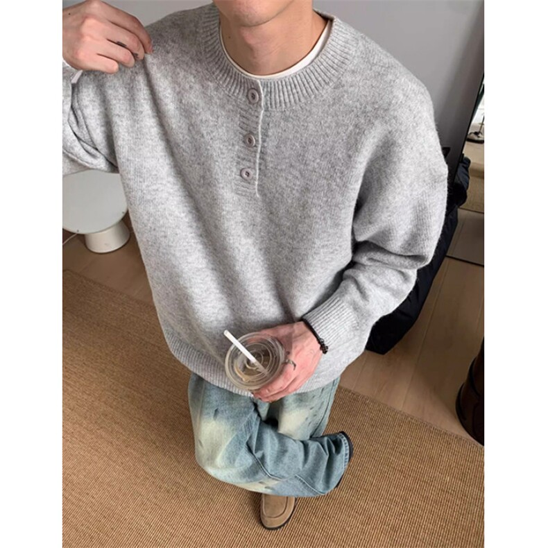 美式亨利领毛衣男款冬季高级感慵懒风打底针织衫外套M599,男装T恤,星座1116A（原606A-3）