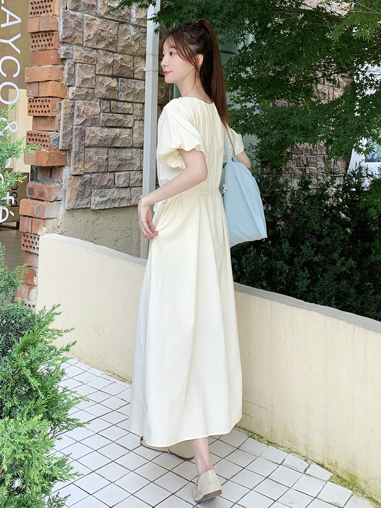 2024新浅杏黄色连衣裙【现货】082-3639P120K178,女装连衣裙,浙宝192（原082）