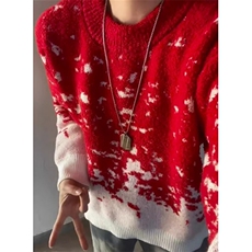 圣诞红雪花渐变毛衣男冬季提花针织衫情侣氛围感毛线衣MY31，男装针织衫/毛衣，星座1116A（原606A-3）
