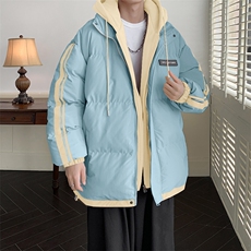 棉服男冬季新款港风宽松假两件连帽棉衣MF8587-特P78，男装棉衣，星座214-3