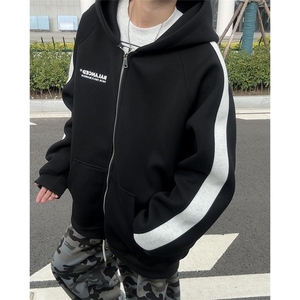 秋季新款开衫连帽卫衣男重磅情侣刺绣外套 KS007-P70 控108图片