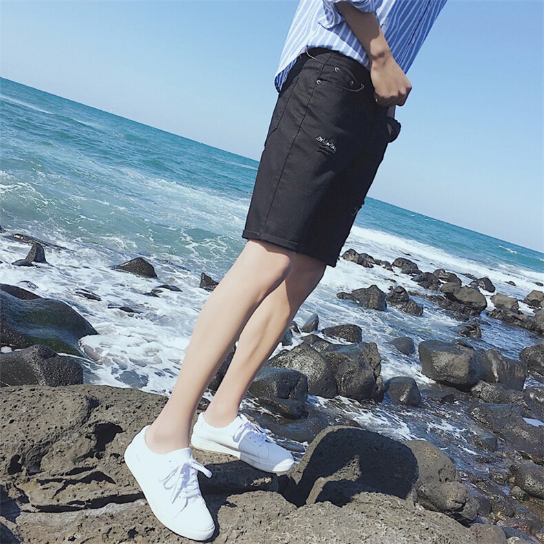 K582-P352024夏季风潮流牛仔裤休闲破洞五分裤,男装牛仔裤,星座103A