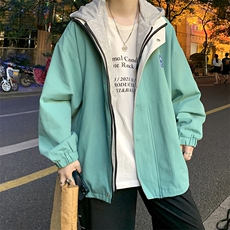 日系复古户外连帽半拉链冲锋衣男美式宽松百搭夹克外套W5587-P60，男装夹克，星座512-2