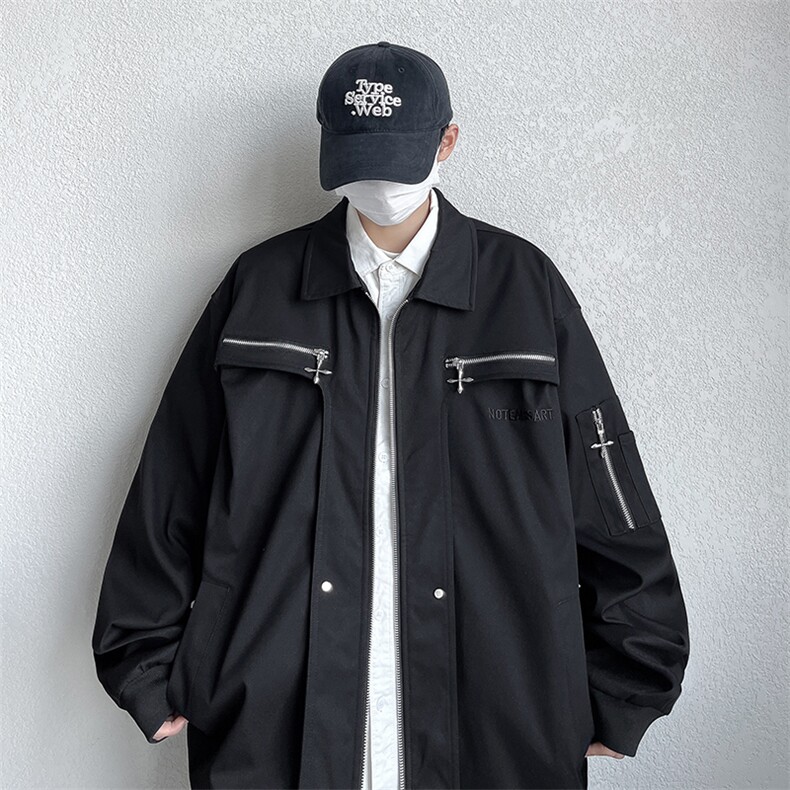 复古高级感翻领宽松夹克棒球服外套JK06612-P98,男装夹克,星座308B-2