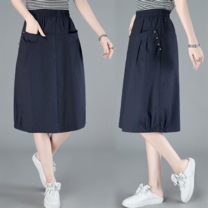 2023春秋季半身裙纯色中长款百搭舒适,女装半身裙,玛其路