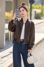 春秋百搭显瘦短款皮衣外套女26新款炸街洋气今年流行皮夹克上衣，女装皮衣，美拉德工厂直营店