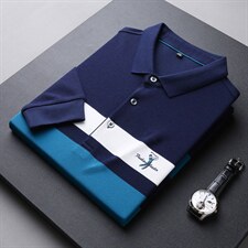 HYD911秋季男士t恤polo衫长袖翻领修身纯棉休闲条纹商务P76，男装T恤，电商B360