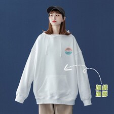 中性秋季潮流卡通印花上衣宽松连帽卫衣W223JRP35控58加绒P45，男装卫衣，A247A