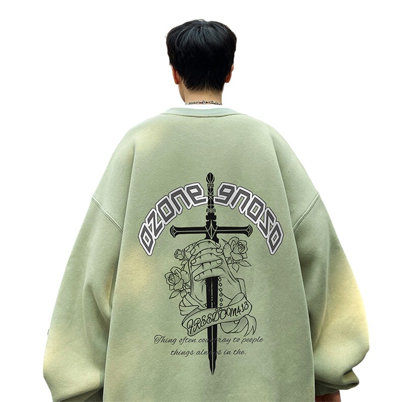 ！圆领卫衣男装港风长袖T恤男外套男WY176-P28,男装卫衣,电商B367