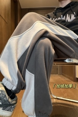 2023冬季新款内景大码加绒撞色拼接卫裤M-5XHK20521-P60，男装休闲裤，电商A022