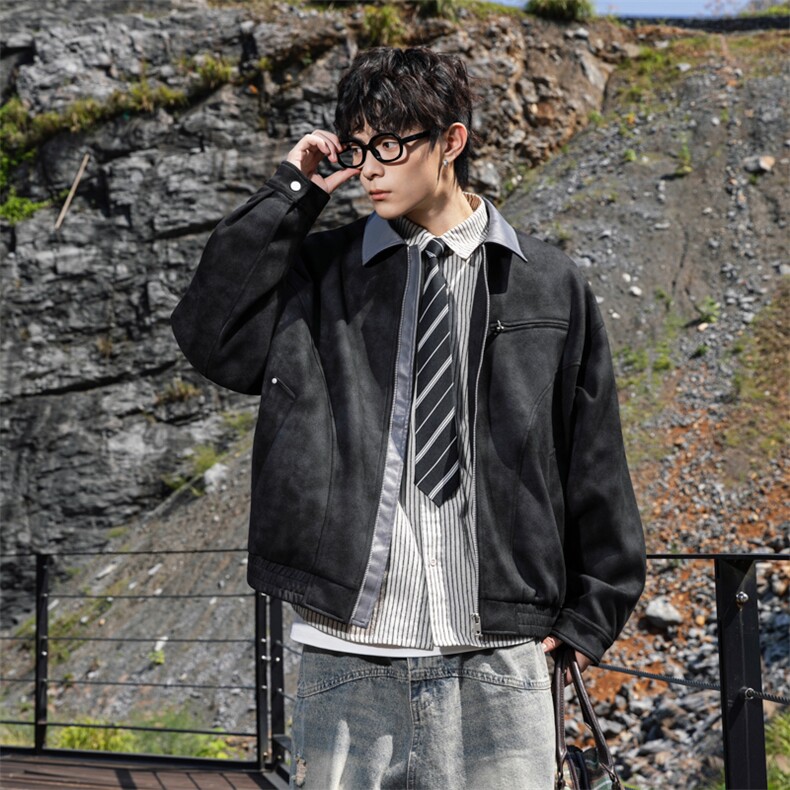 311B-1-25062-P83控165潮牌翻领夹克复古飞行夹克休闲宽松上衣,男装夹克,星座311B-1