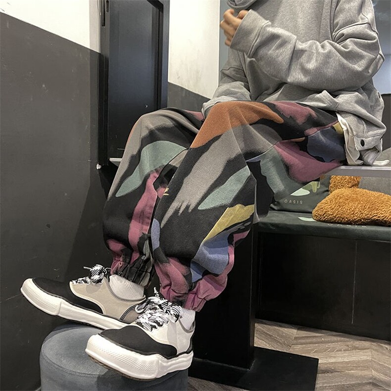 潮流胖子大码男休闲涂鸦日系保暖哈伦裤KZ337-P55限价78,男装休闲裤,电商A089-1