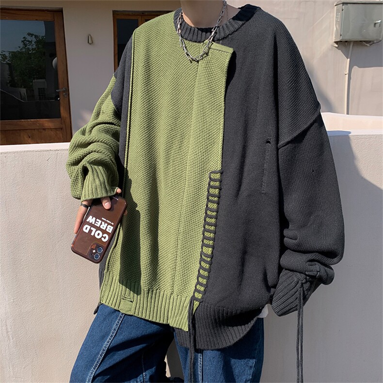 毛衣慵懒风男秋冬日系小众ins宽松打底针织衫MY09112-P48图片