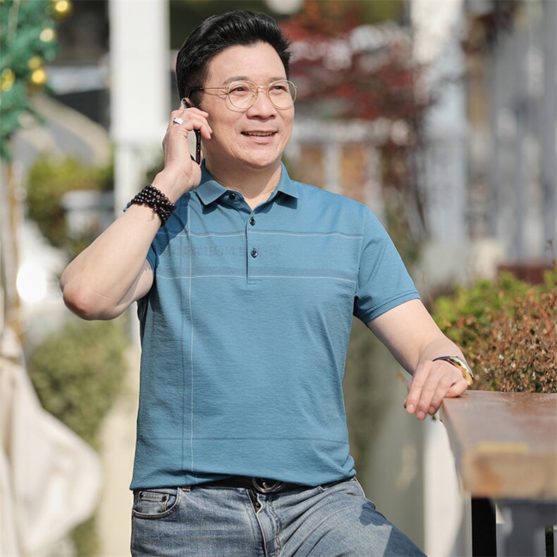 翻领短袖polo衫男士夏季t恤商务时尚修身透气2023新款体恤上衣,男装T恤,电商B212（原钱塘6029）