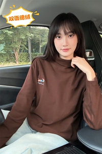美式德绒腊肠狗刺绣打底衫男高领大码长袖T恤T24501-特P21控39图片