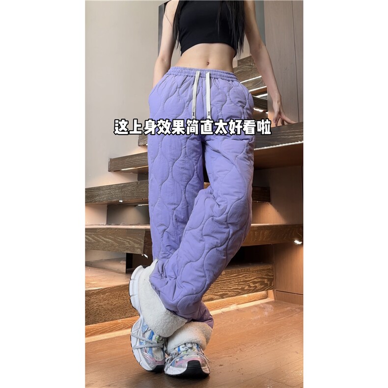 抖音品质冬季保暖棉裤羊羔绒加绒葫芦格裤子B315-K23556-p65控78,男装休闲裤,电商B315