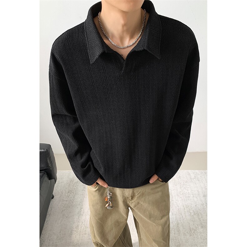 2026春季新款港风内景大码翻领长袖POLO衫M-5XHT25799-特P35，男装Polo衫，电商A022