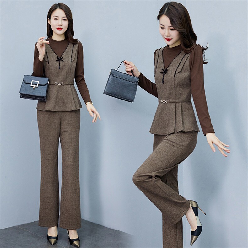 现货-新品】时尚洋气两件套2024年春装新款显瘦阔太太女士套装,女装套装/套裙,仁梯